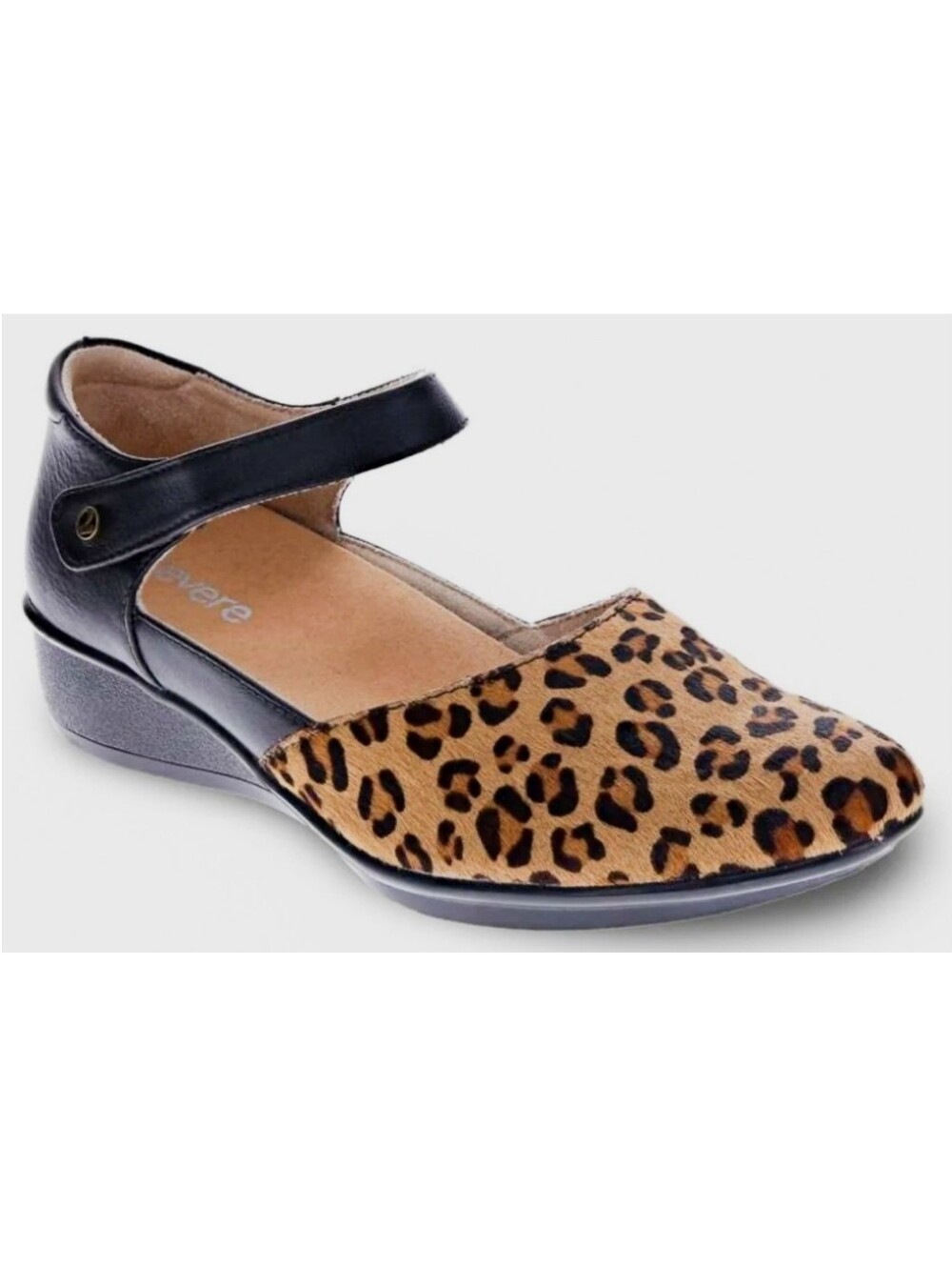 Revere Osaka Mary Jane Shoes Comfort Insole Leopard Animal Print Leather Brown